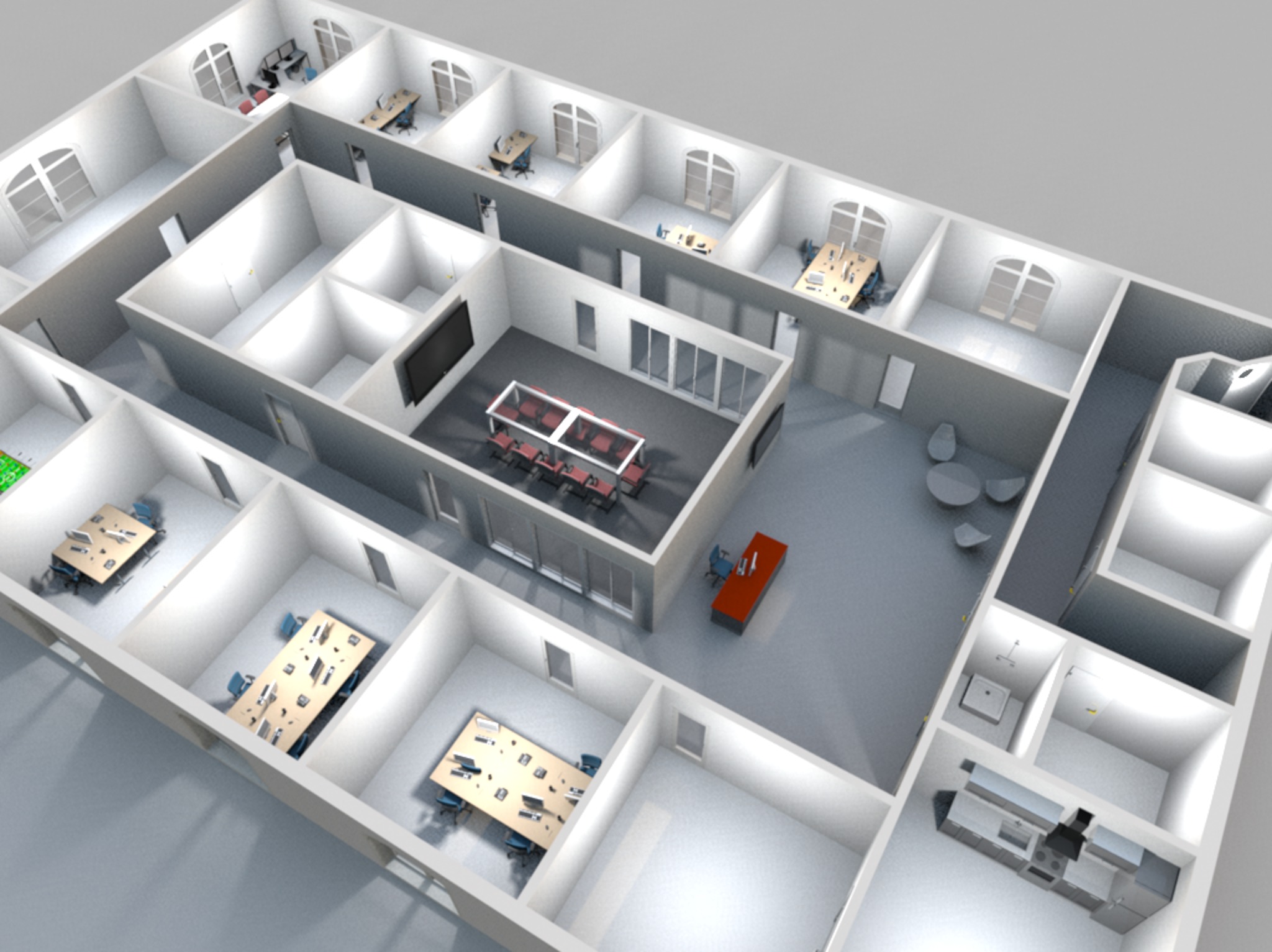 Headquarters rooom AG 3D rendering office