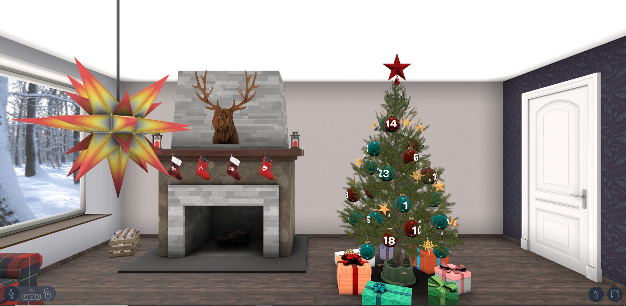 our interactive advent calendar with virtual doors our interactive 3D Advent calendar in comfortably furnished Christmas rooms