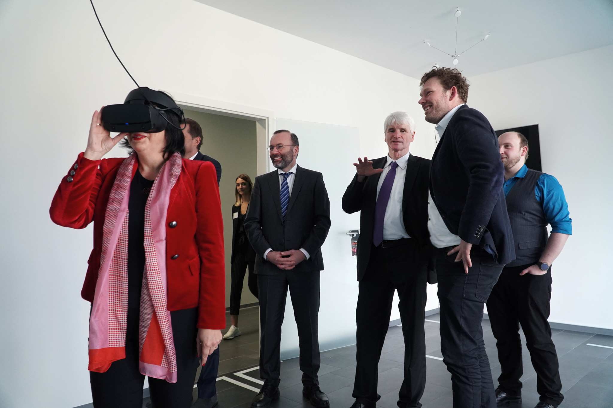Vistors in the Virtual reality Lounge testing the Virtual Reality Lounge
