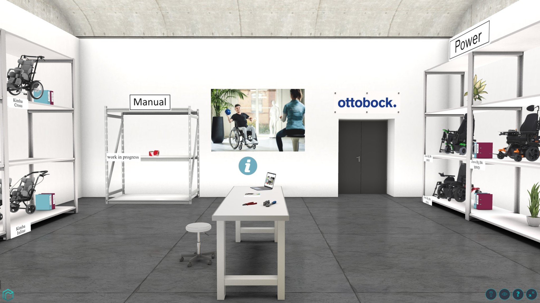Virtual Workshop View of Ottobock's virtual workshop room
